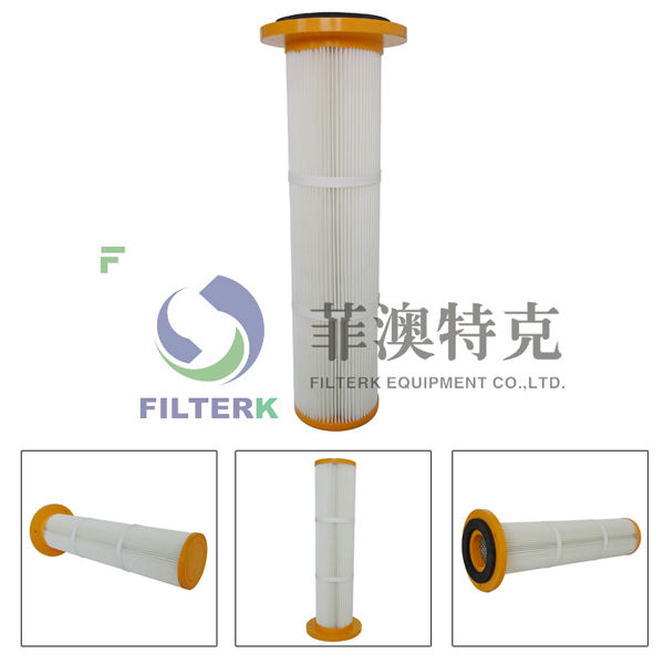 Colector de polvo industrial cilíndrico plisado del cartucho del elemento filtrante de la eliminación del polvo del Plástico-Reborde-Casquillo-Filtro-cartucho